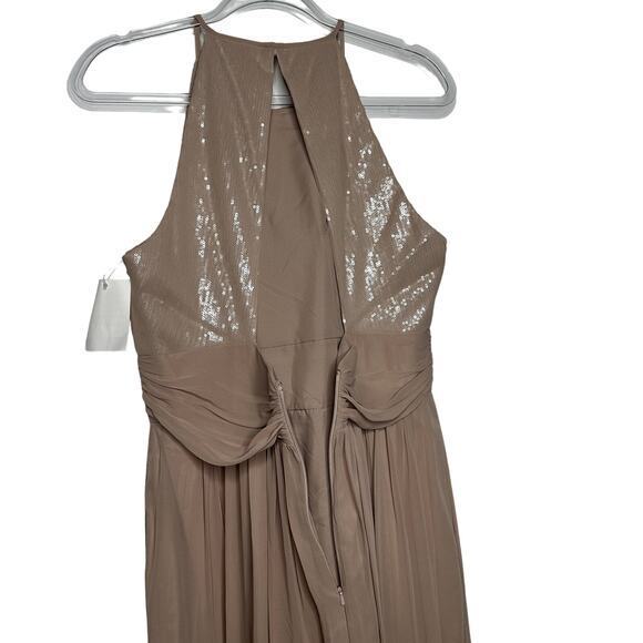 After Six Womens Dress Size 16 Topaz Tan Sequin Maxi Bridsemaid NWT - Picture 7 of 8